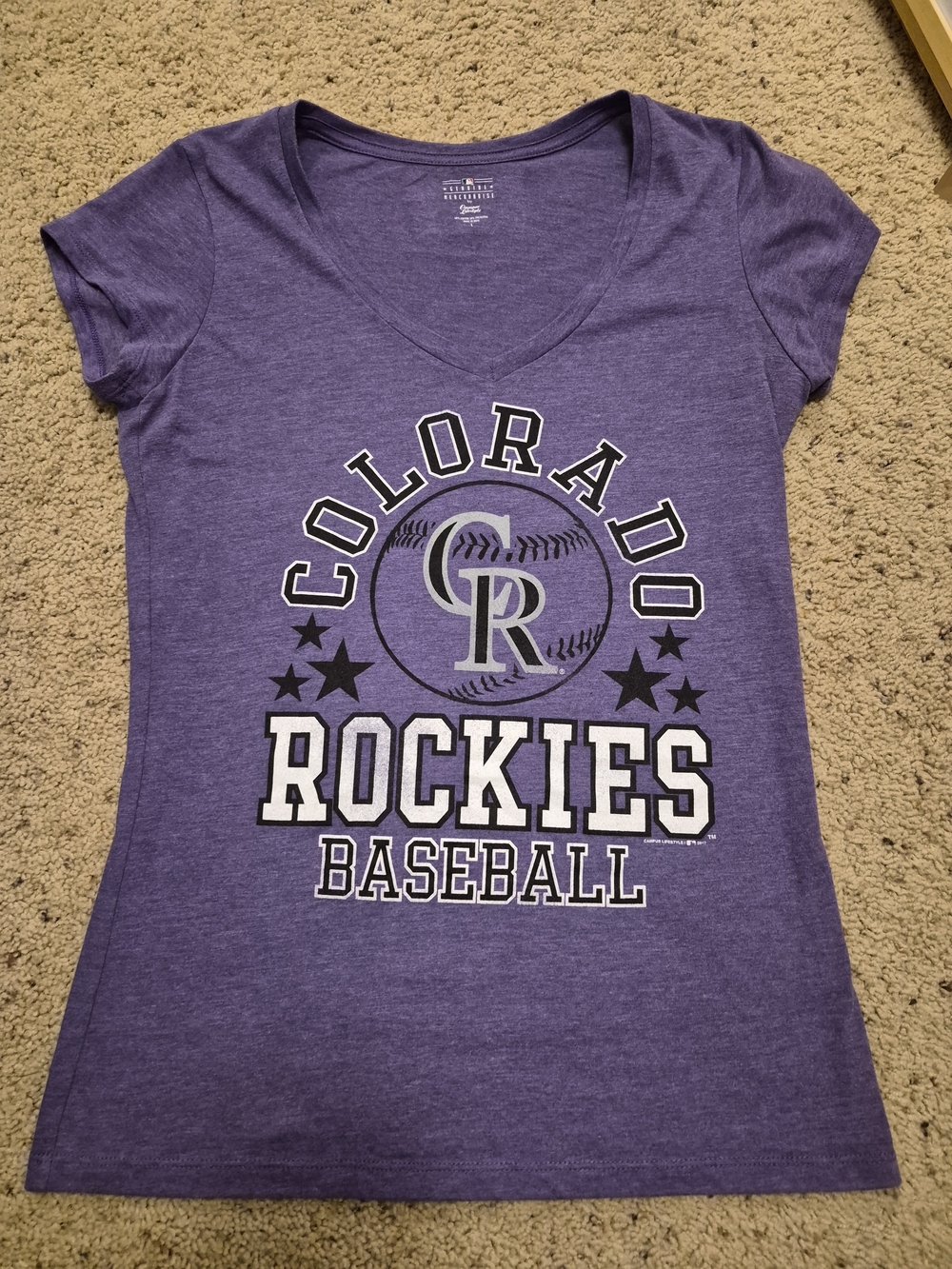 Colorado Rockies Ladies Purple Baseball Tee